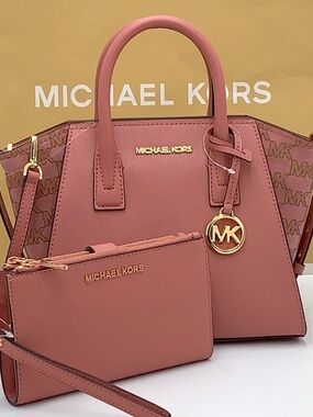 NWT Michael Kors Rose Pink Satchel with Matching Wristlet